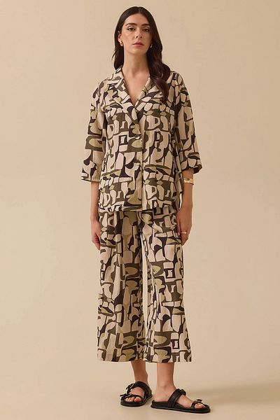 SEÇİL Seçil Women's Patterned Buttoned Oversize Shirt 0013 Khaki