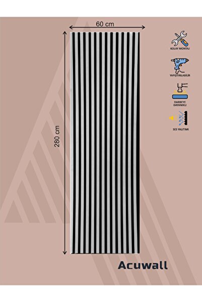 Acuwall Akustik Duvar Paneli -Diamond Serisi-5mm Keçe+10mm Ahşap Çıta -Pvc Vi...
