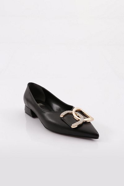 DGN 336 Model Women's - Flat and Reverse Letter Buckle, Pointed Toe Ballerinas