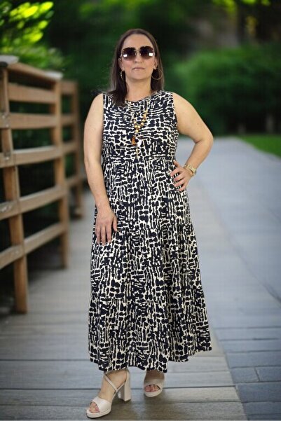 yagmurberen Japanese Sleeveless Robes with Fluffy Intermediate Length Plus Size Cotton Viscose Dress