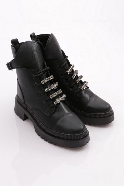 DGN K9030 Women's Crystal Stone Laced Boots