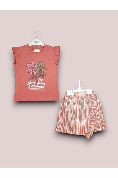 Mary&life Girl's 2-Piece Summer Top and Bottom Set Tshirt Shorts Skirt