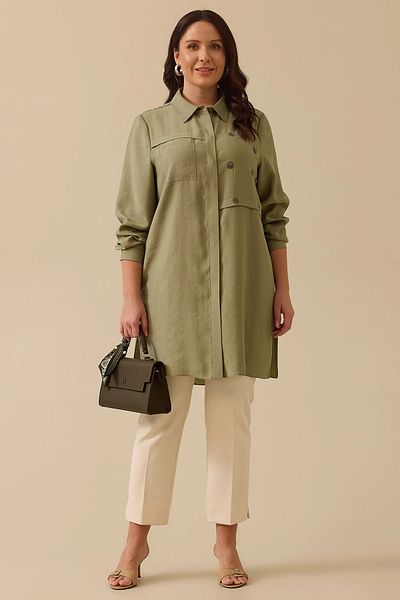 Gala-Xi Galaxi Women Plus Size Embroidery Detailed Tunik 4016 Green