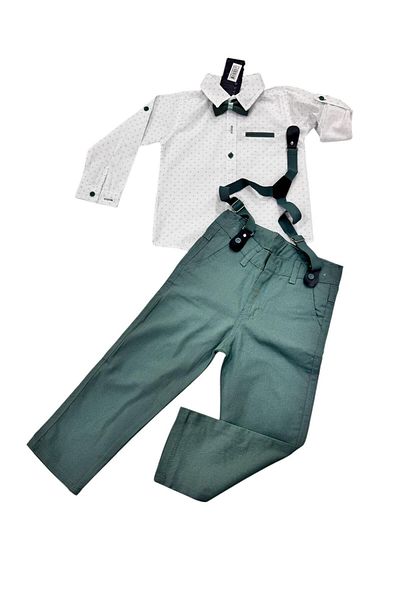 Esterella Patterned Boy's Suit / Slopet Straps and Bow Tie / Shirt Pants / Boy's Suit