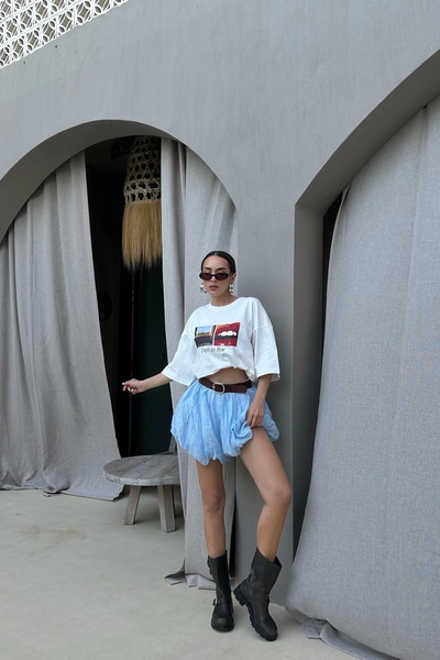 Eka Kadın Mavi Balon Etek 1017-4139