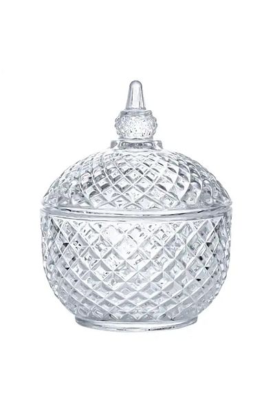 PUFO Cutie elegantă de bomboane din sticlă Elegance cu capac, 12 cm, transparentă