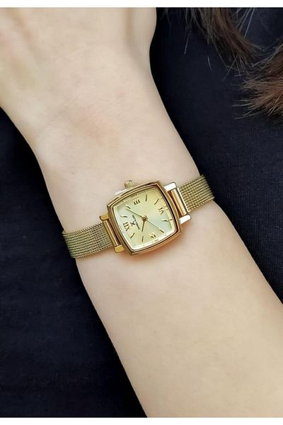 Daniel Klein Dke.1.10844 Straw Cord Roman Numeral Square Dial Women Wrist Watch