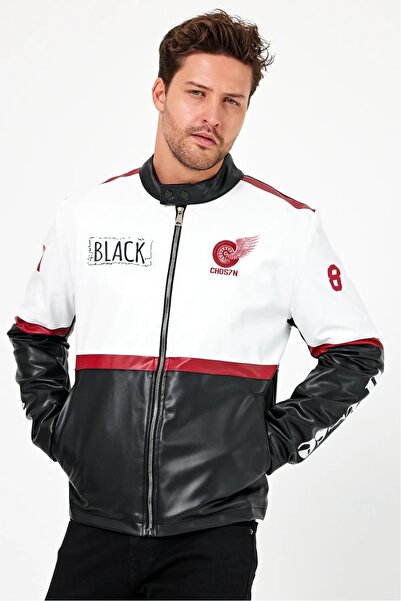 Black Level Men's Oversize Striped Coat - Garnished College Jacket