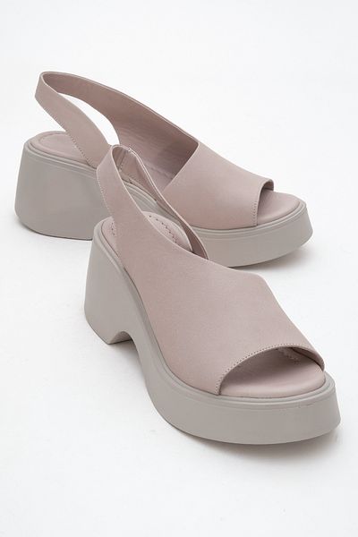 LuviShoes Roy Stone Skin Genuine Leather Women's Wedge Heeled Sandals
