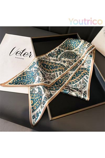 Youtrico Patterned scarf,Double Sided,Imitation silk,Cashew flower print,Stylish matching