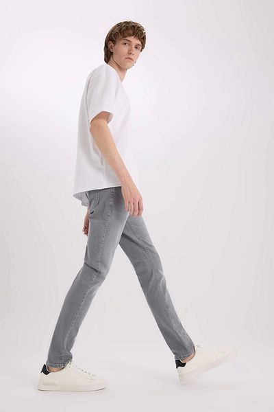 DeFacto D9782 Gray Pedro Slim Fit Slim Fit Normal Waist Slim Leg Jean Trousers
