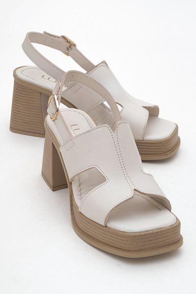 LuviShoes Sandale cu toc cu platformă KEVIN din piele naturală din piele albă