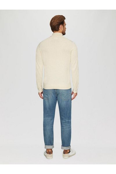 s.Oliver Men's Cotton Sweater With High Collar, Cream
