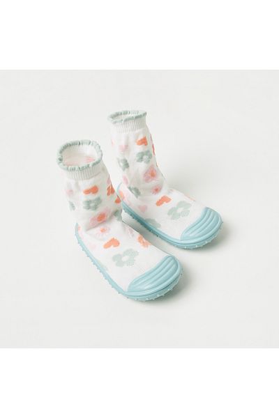 Juniors All-Over Floral Print Sneaker Booties