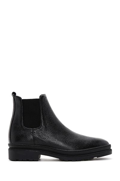 Derimod Men's Black Leather Casual Chelsea Boots 24Wfd6017Ft