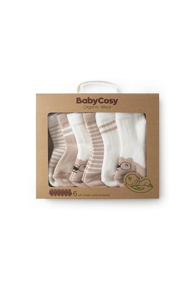 BabyCosy Organic Wear Csyc1001 Baby 6-Piece Socks 100% Organic Cotton Baby - Newborn - Csyc1001