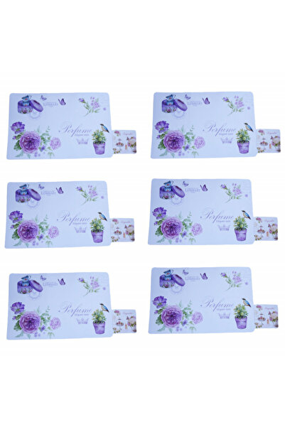 PUFO Set suporturi pentru pahare și farfurii pentru servirea mâncării, model Pufo Elegant keys, 6 piese