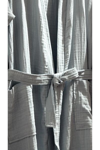 Madame Coco Μπουρνούζι Zoe Muslin Γκρι L-XL |   100% βαμβάκι |   Unisex, Ελαφρύ, Απορροφητικό, Χωρίς Χρώμα