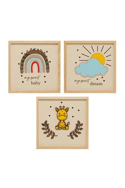 HARPİES Diagramă drăguță din lemn pentru copii în relief | 30*30 cm | CT2007