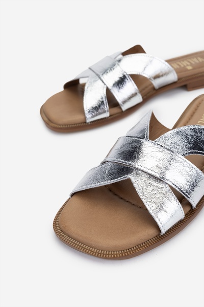 Valmenti Жіночі справжні шкіряні ламе плоскі капці