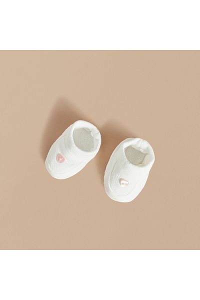 giggles Textured Booties with Button Trim