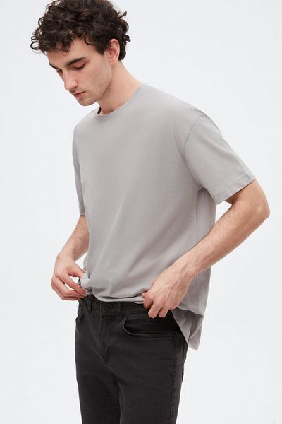 D'S Damat Comfort Gray 100% Cotton T-Shirt