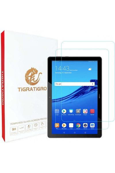 Tigratigro Set Of 2 Protective Films For Huawei Mediapad T3 , Tempered Glass, Transparent 10.1 Inches