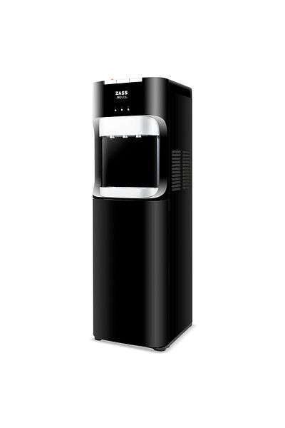 Zass Floor water dispenser with compressor Zass ZWD 20 C BLACK the can at the base, hot and cold water