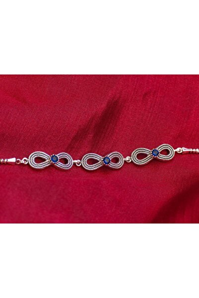 ErdoğanSilver 925 Ayar Gümüş El Yapımı Telkari Sonsuzluk Model Yakut, Safir, ...