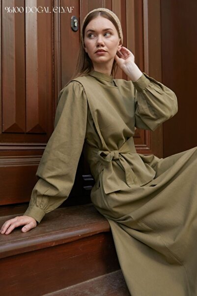 ZÜLAYS Yeleği Bağlamalı Elbise Takım Haki