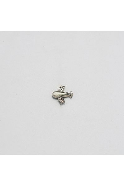 Piercing by Sever Body White Opaque Aircraft Steel Piercing Silver/Silver Color and Transparent Stone (Targus Helix Conch Flat)