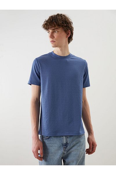 LC Waikiki Tricou texturat pentru bărbați cu mânecă scurtă cu decolteu