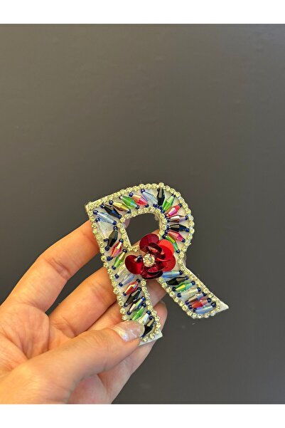 Gönülden Tasarım VEZENJE PERLAMA SLOVO R VEZ ŠIVANJE APLIKACIJA 7X5 CM