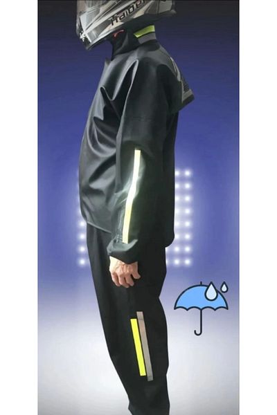 Silerra Full Fit Biker Courier Waterproof Raincoat Suit - Black