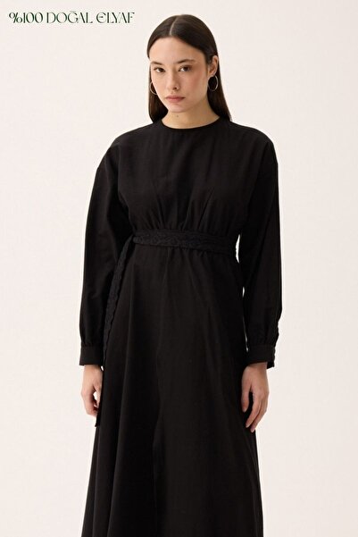 ZÜLAYS Güpürlü Zeren Elbise Siyah