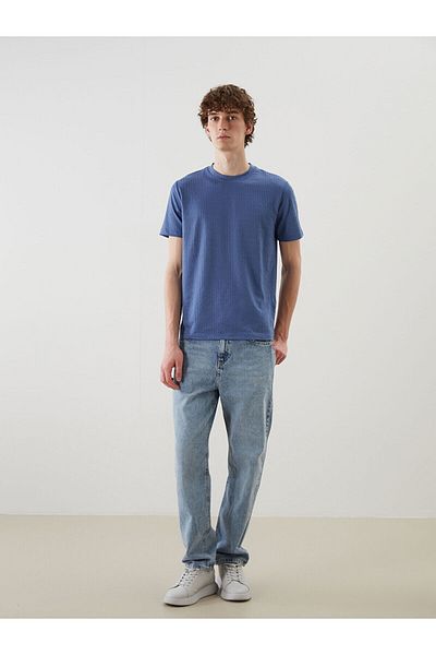 LC Waikiki Tricou texturat pentru bărbați cu mânecă scurtă cu decolteu