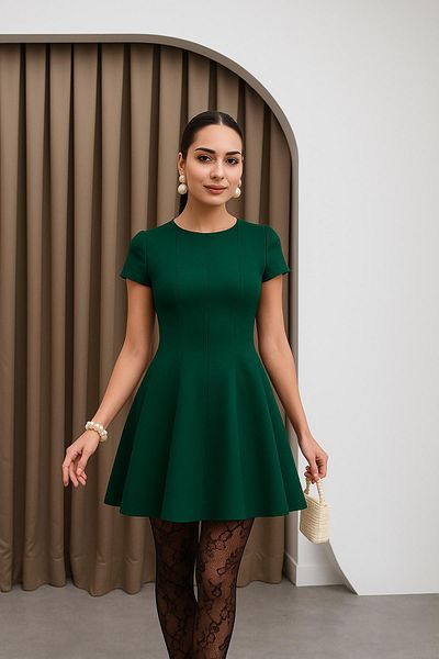 Deafox Fusta din țesătură creponată verde Rochie mini piese