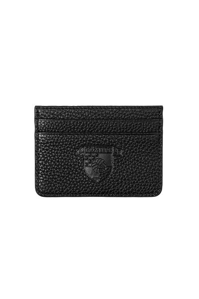 GOZGOZ Göztepe Black Original Leather Premium Card Holder