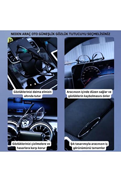 coofbe Clip-On 180 Car Interior Glasses Holder Card Holder Auto Vehicle Glasses Holder with Latch Sponge