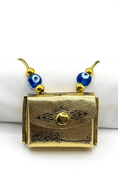 biuti El Yapımı Cam Nazar Boncuklu Deri Çantalı Mini Kur'an-ı Kerim Lastikli ...