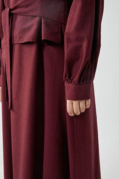ZÜLAYS Yeleği Bağlamalı Elbise Takım Bordo