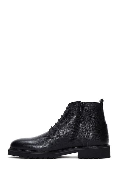 Derimod Black Leather Zippered Lace-up Men's Boots - 24WFD6014FT