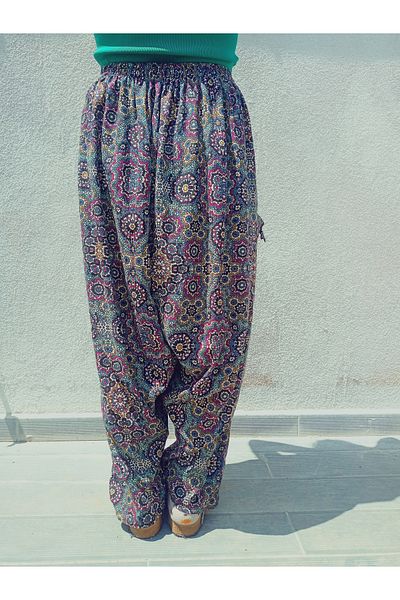 hoaryage Combed Fabric Floral Patterned Baggy with Pockets 100% Cotton for Thin Women