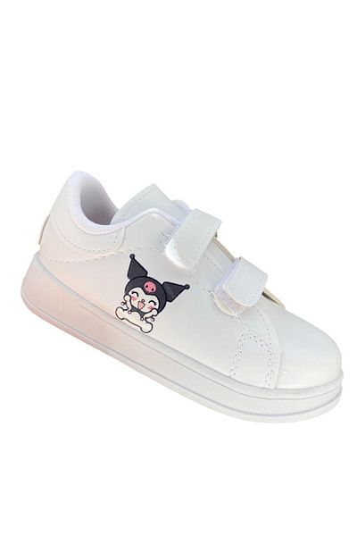 ALTUNTAŞ Chrome Printed Girls' Boys' Unisex Velcro Lightweight Sports Shoes White
