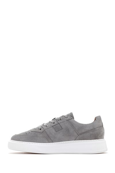 Derimod Men's Gray Suede Leather Sneaker - Thick Sole and Laced 24sfd 610210