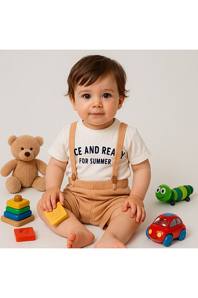 baume clothes Milky Brown Baby Boy Waffle Salopet