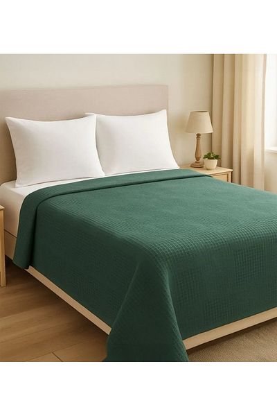 MamCrazy Nira Green 100% Cotton Double Pique / Bedspread