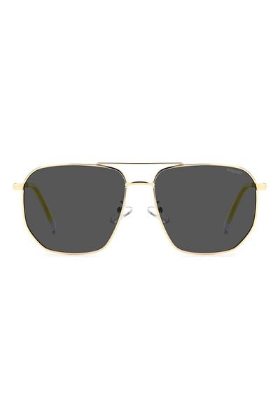 Polaroid Pld4141 2f7m9 Men's Polarized Sunglasses, Gold, Hexagonal, 59 Mm