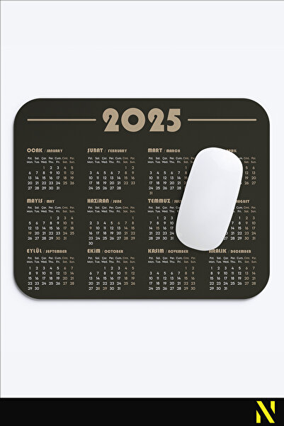 nilizma Модерна подложка за мишка с календар за 2025 г. Ергономична подложка за мишка с неплъзгаща се основа Подложка за мишка за дома и офиса