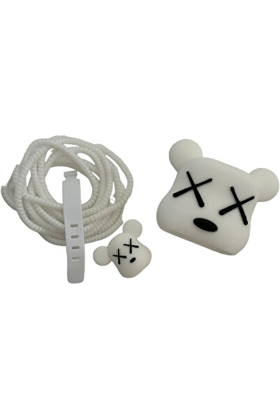 Enzuis Set de 3 accesorii de protecție pentru cablu de încărcare, PVC, negru/alb
